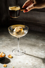 affogato making coffee with ice cream