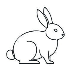 Obraz premium Simple black and white line drawing of a sitting rabbit
