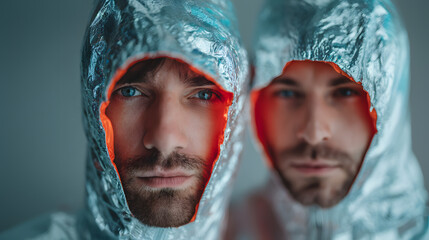 Engineers in Volcanic Energy Facility with Lava Glow and Heat Suits
