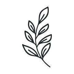 Simple line drawing of a leafy plant branch