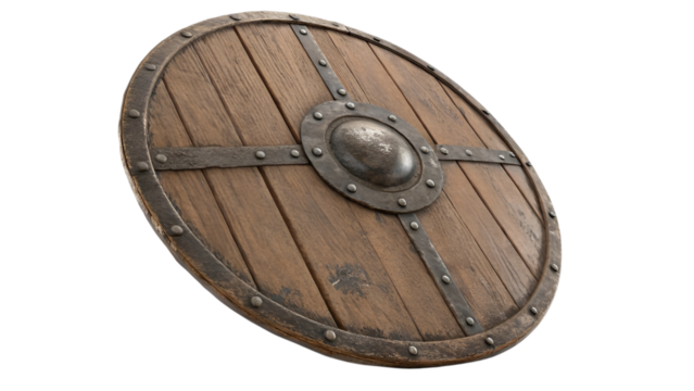 old wooden shield,  wooden shield isolated on transparent background
