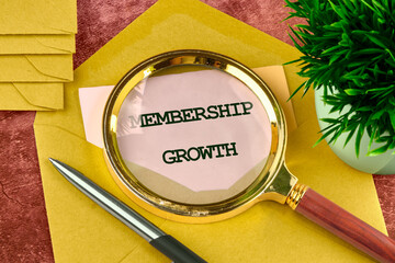 The conceptual text of MEMBERSHIP GROWTH. A place to copy. Business and finance concept