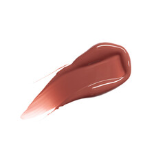 caramel brown glossy lipstick smear, cosmetics beauty product texture, liquid blush, lipstick, lipgloss swatch