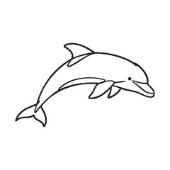 Naklejka premium Minimalist dolphin line art illustration with clean design and smooth curves