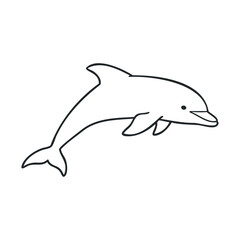 Obraz premium Simple line drawing of a dolphin illustration in black and white