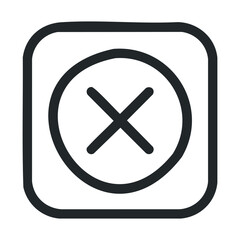 Obraz premium Bold black cross in outline square icon for interface design