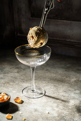 affogato making coffee with ice cream