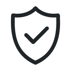 Black shield with checkmark icon symbolizing security and protection