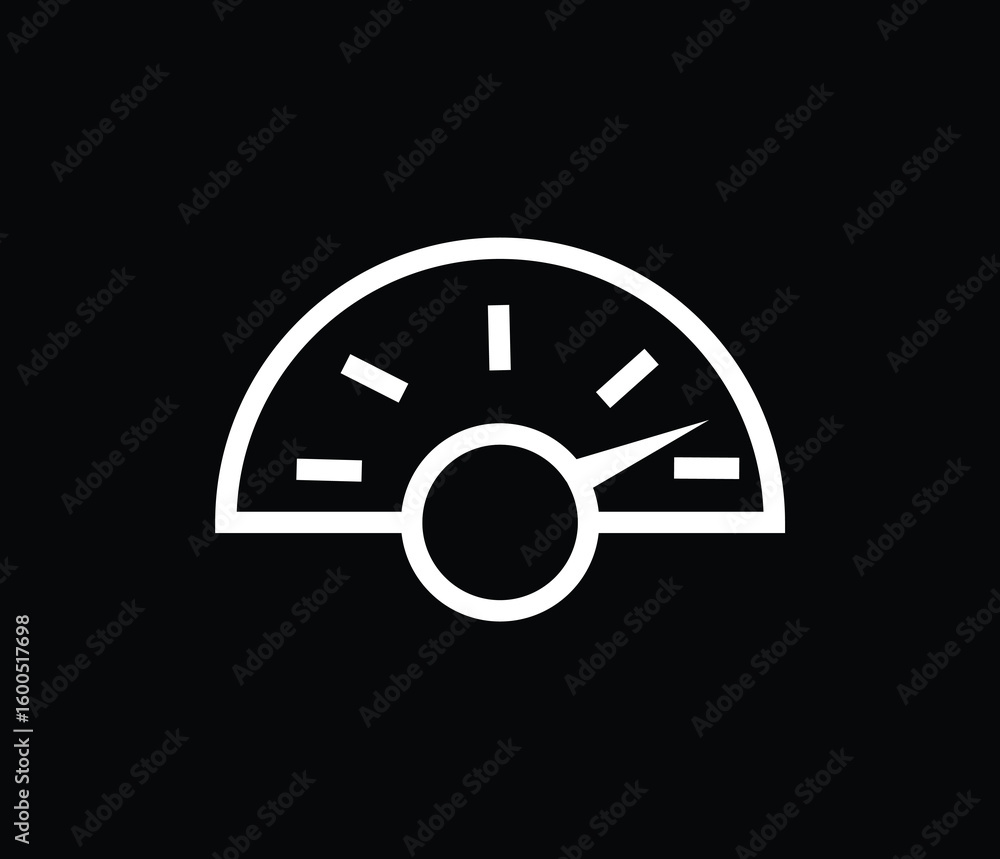 Poster clean and minimalist speedometer icon in white, ideal for representing speed, performance monitoring