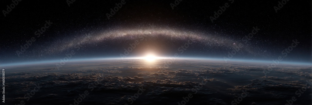 Poster cosmic horizon illuminating the edge of the observable universe