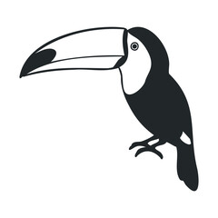 Naklejka premium Black and white toucan silhouette on white background