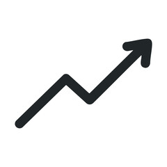Simple black upward trend arrow icon on white background