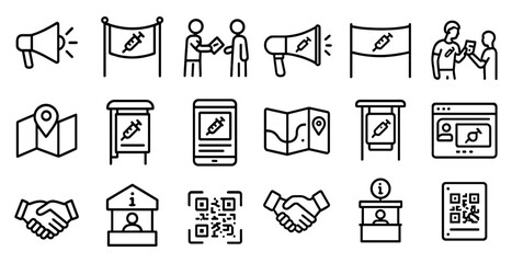 Covid-19 awareness icons set – outline, linear, health and safety symbols