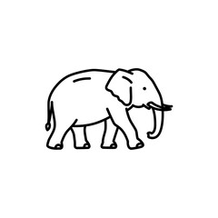 Fototapeta premium Thin Outline of a Walking Elephant in Profile