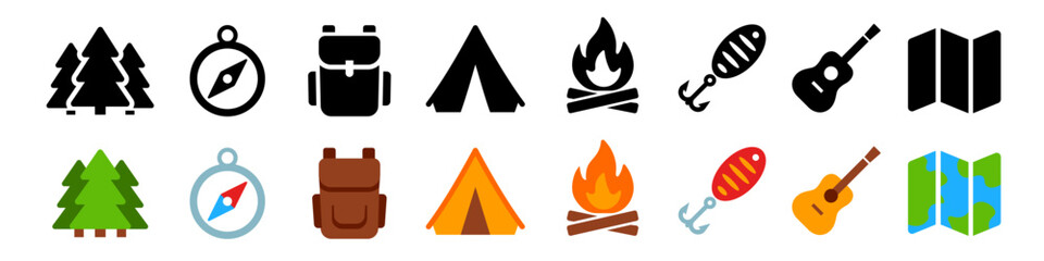Camping icon. Hiking and camping icon
