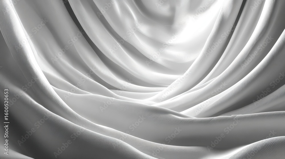 Poster flowing white satin fabric creates soft curved shapes and subtle light and shadow effects ideal for 