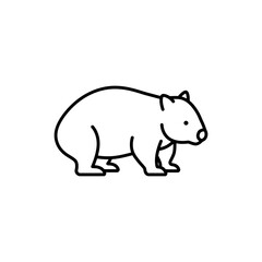 Black line icon of a wombat in side profile