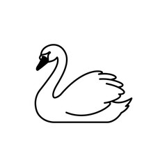 Fototapeta premium Thin Outline of a Swan with Curved Neck