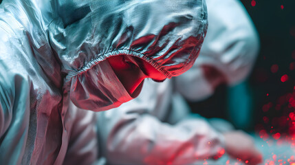 Engineers in Volcanic Energy Facility with Lava Glow and Heat Suits