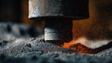 Industrial laser sintering transforming volcanic ash into resilient, coral like structure, demonstrating innovative material science and advanced manufacturing techniques