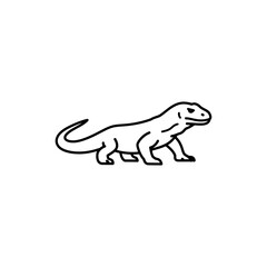 Fototapeta premium Thin linear icon of a Komodo dragon