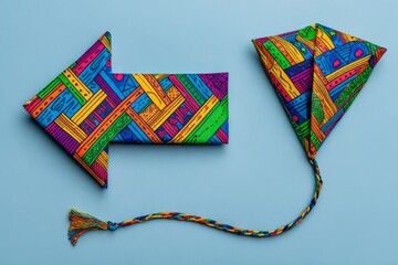 Autism awareness day or month is symbolized by an origami paper plane featuring an autism awareness puzzle ribbon on a blue background