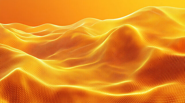 Abstract golden landscape of undulating digital terrain