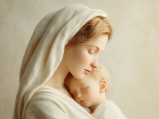 The nativity scene at Christmas includes the Virgin Mary and her baby Jesus