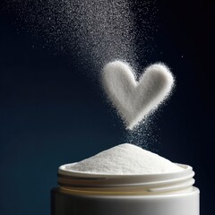 Powder heart shape falling