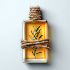 Amber glass bottle with herbs
