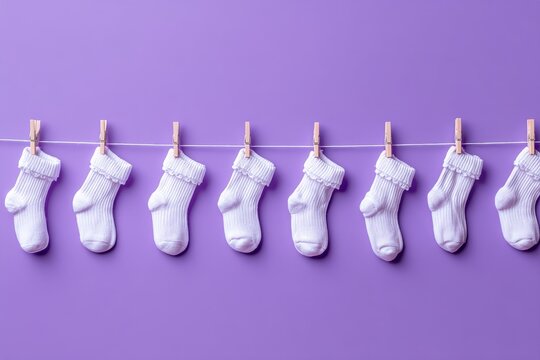 The symbol for World Prematurity Day features nine white socks on a purple background, with one pink baby bootie in the center