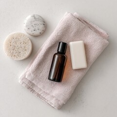 Spa essentials on a towel