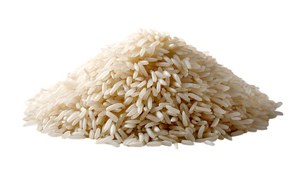Pile of uncooked white rice isolated on transparent background