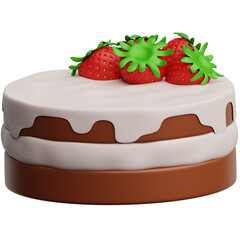 Sandwich Cake with Light Cream and Strawberries