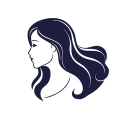 Woman profile elegant flowing hair vector