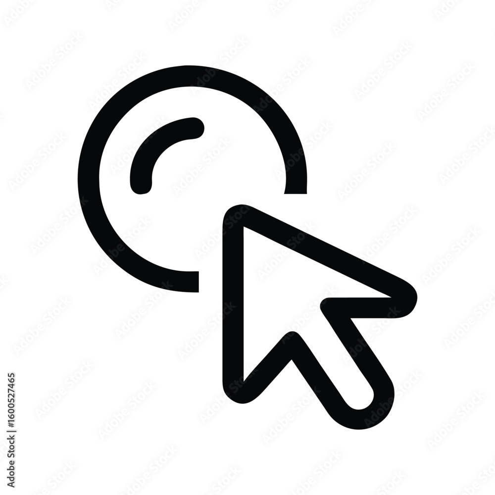 Poster modern cursor clicking a circular graphic element