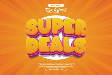 Super deals editable text effect with 3d cartoon text style and with orange comic background