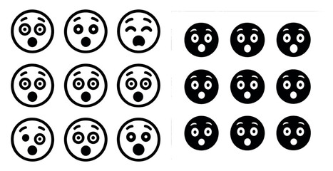 Emotion and expression icons set – solid, filled, emotive face symbols