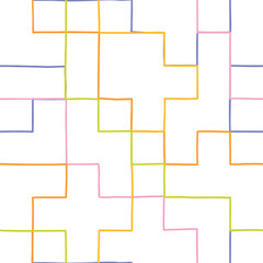 Abstract Seamless Pattern With Doodle Lines. Hand Drawn Crossed Lines Texture. Simple Minimalistic Colorful Design 