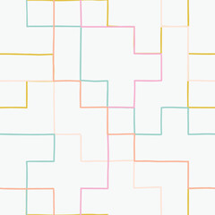 Obraz premium Abstract Seamless Pattern With Doodle Lines. Hand Drawn Crossed Lines Texture. Simple Minimalistic Colorful Design 