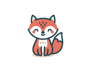 Obraz premium Adorable Cartoon Fox with a Sweet Expression