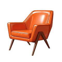 Modern Orange Armchair Stylish Comfortable Interior Furniture Clipart Art Isolated Transparent PNG Image