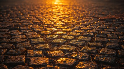 Dusk Illuminates the Cobblestone Street