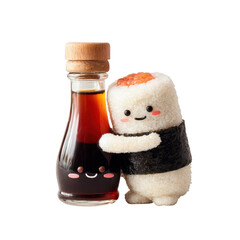 Cute Sushi and Soy Sauce Friendship