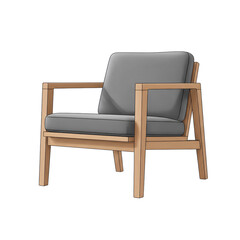 Modern Wooden Armchair Cozy Living Room Furniture Comfortable Lounge Chair Isolated Transparent PNG Image