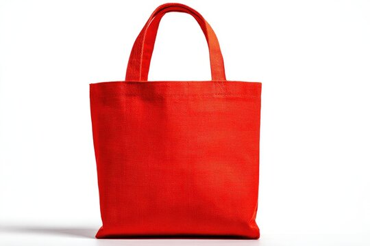 Red Textured Tote Bag on White Background