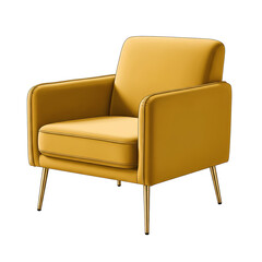 Modern Yellow Armchair Comfortable Stylish Sofa Furniture Interior Design Isolated Transparent PNG Image