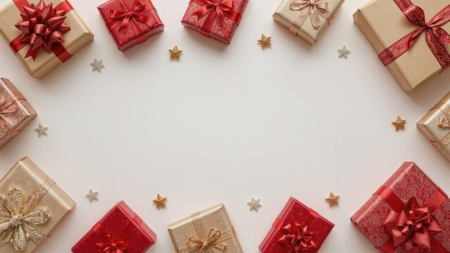 Seasonal celebration background featuring wrapped gifts