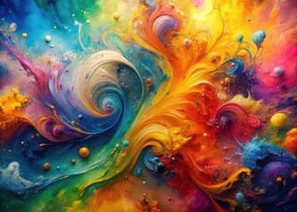 Vibrant splash of paint on a textured abstract background with swirling colors and organic shapes