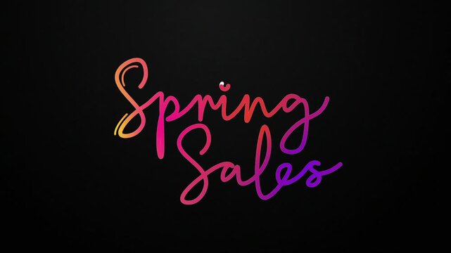 spring sales One line continuous animated typography intro outro, mister misses hand drawn calligraphy monoline vintage text on background, aniamted Calligraphy lettering animation video, gradient typ